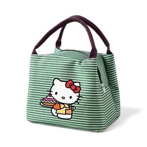 NEW Hello Kitty Green Striped Lunch Bag